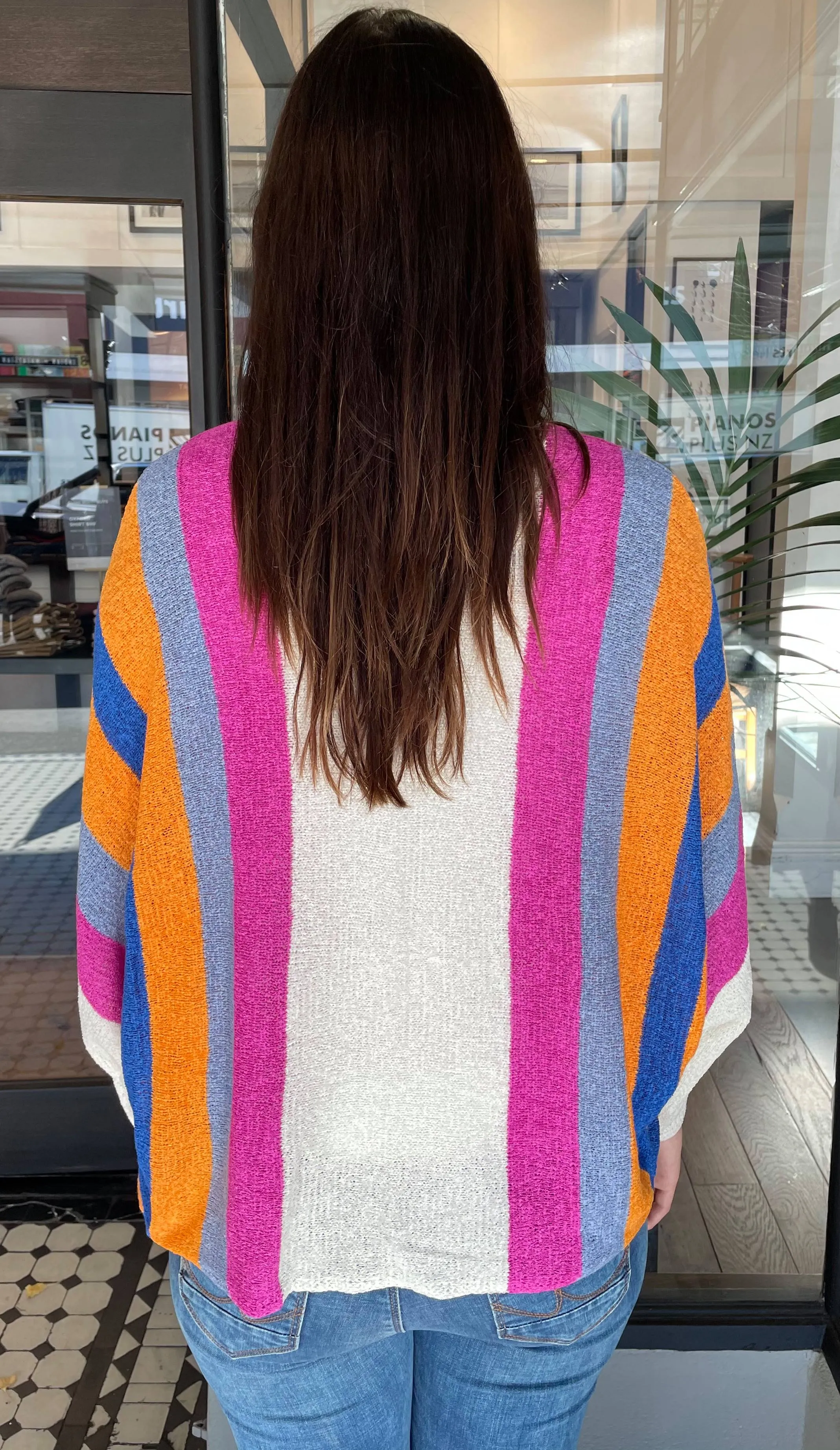 Lara Knit Striped Cardi Magenta