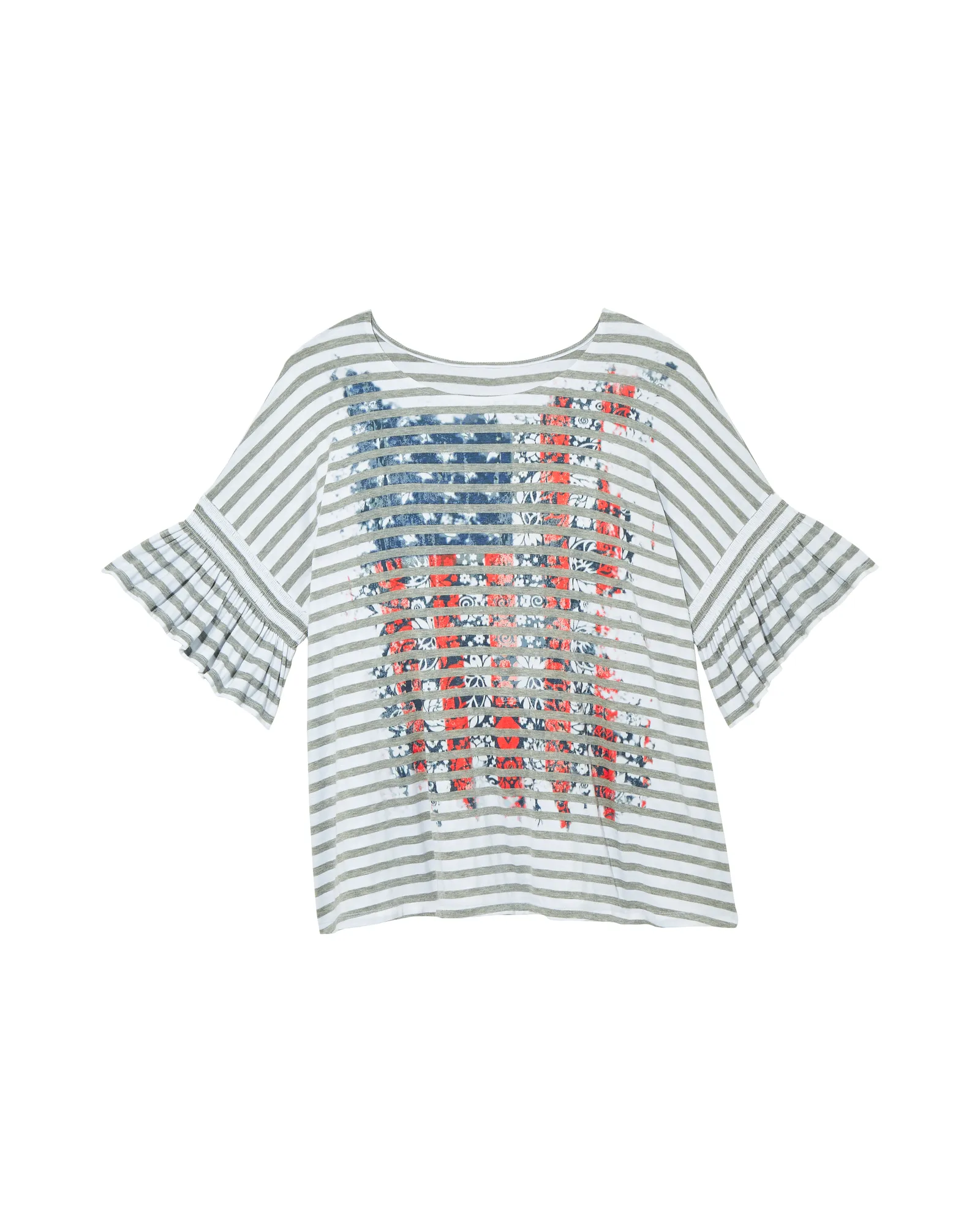 Leanne Flutter Sleeve Graphic Tee | White / Red