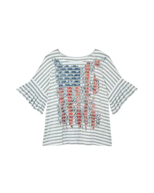 Leanne Flutter Sleeve Graphic Tee | White / Red