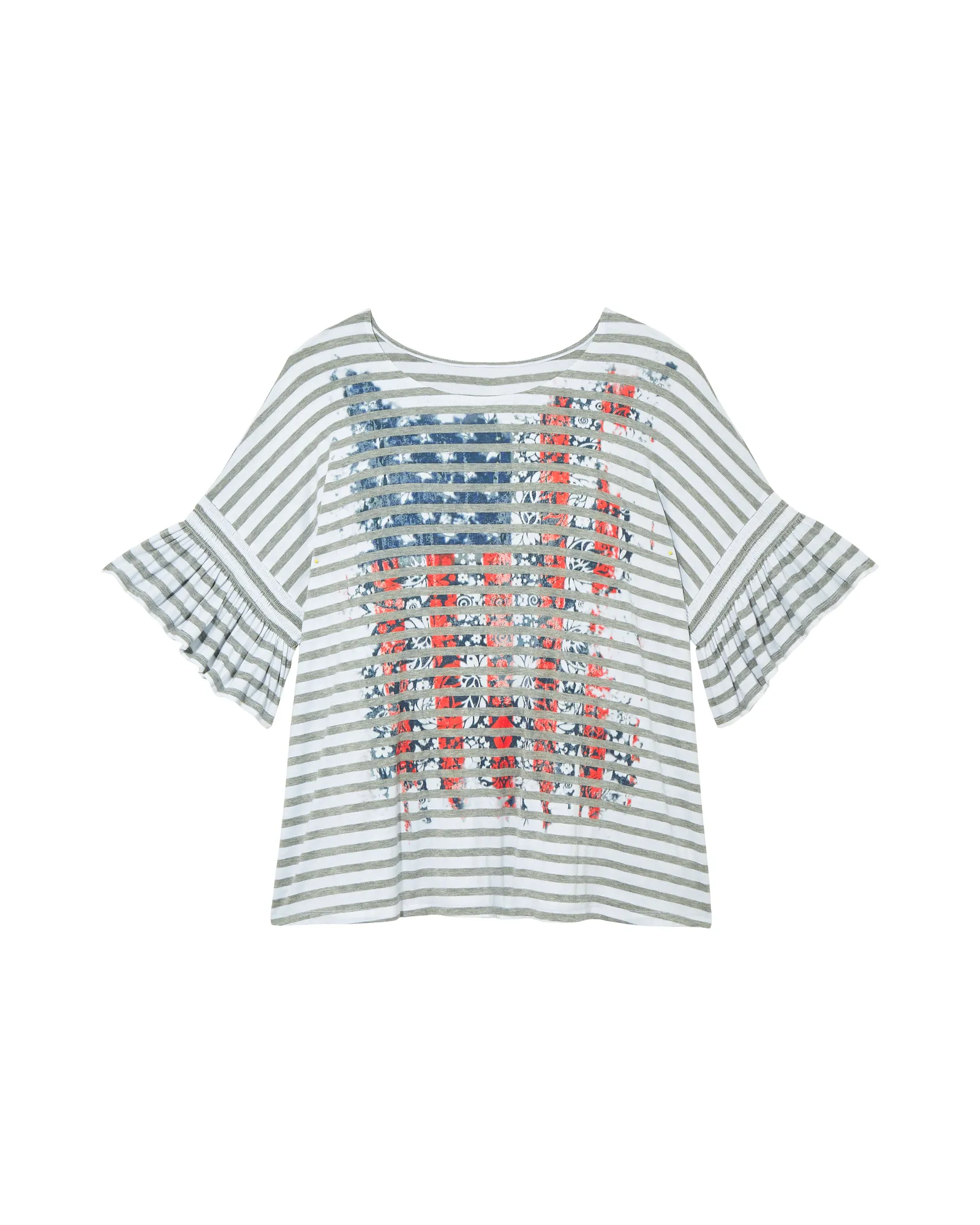 Leanne Flutter Sleeve Graphic Tee | White / Red