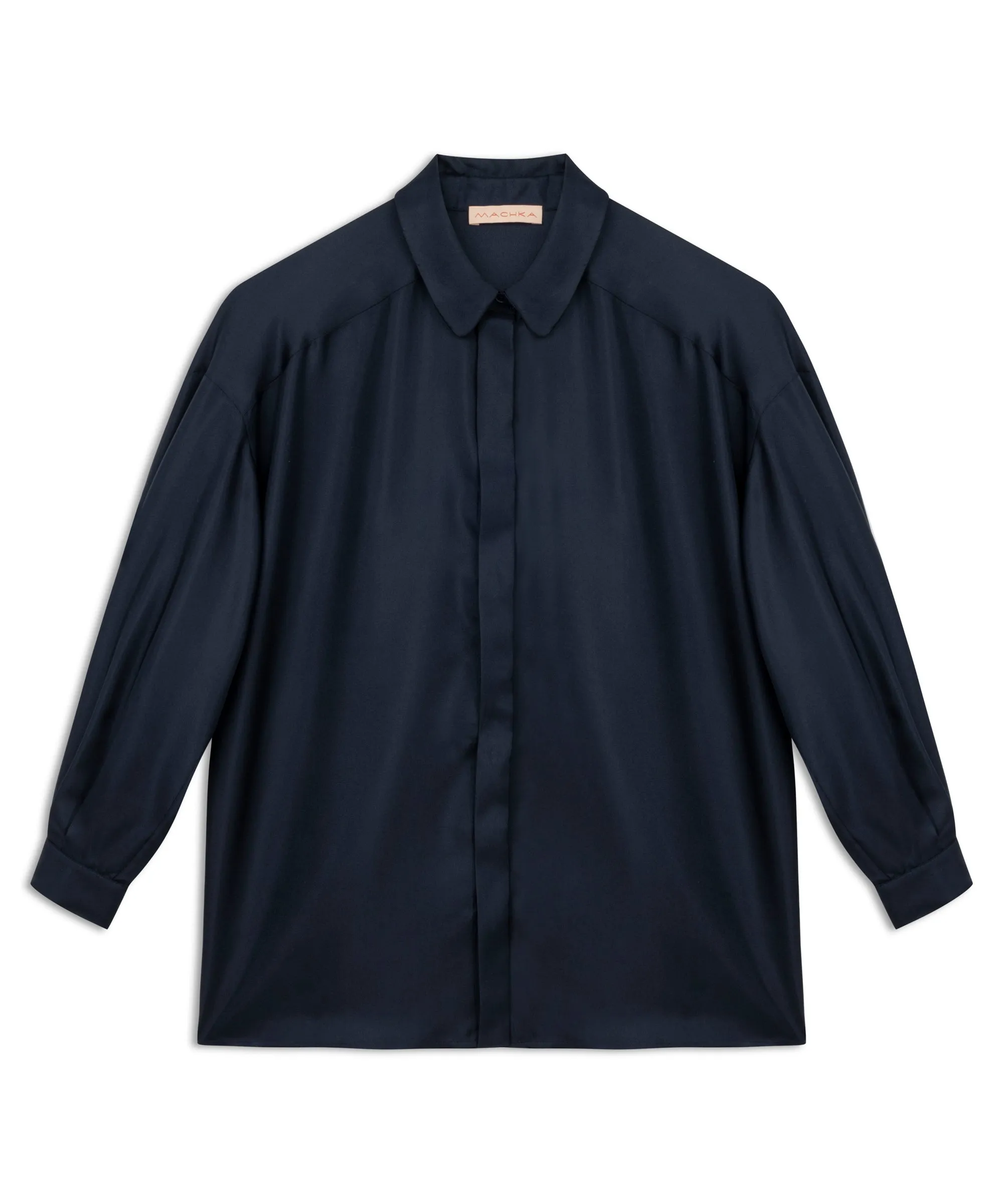 Machka Shiny Textured Solid Shirt Navy Blue