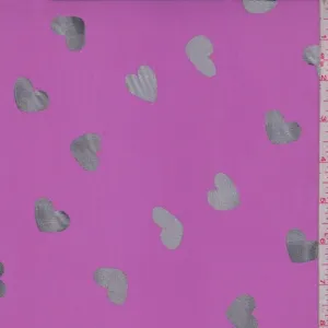 Magenta/Silver Heart Georgette Fabric