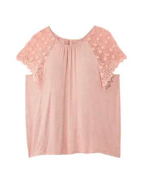 Mara Lace Sleeve Top | Mauve