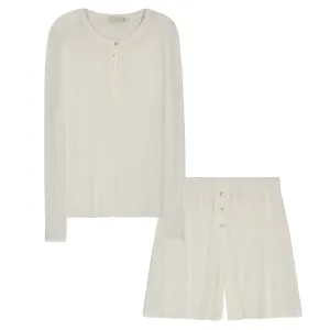 MARA SLOUCHY RIB SHORT SET ~ CREAM