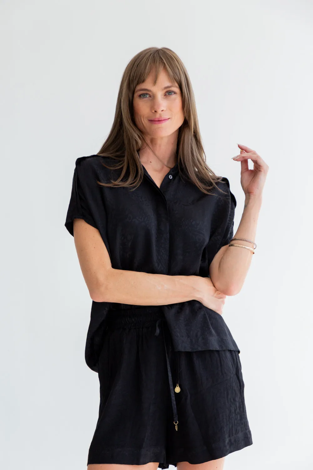 Mariam Shirt Black Animal Print