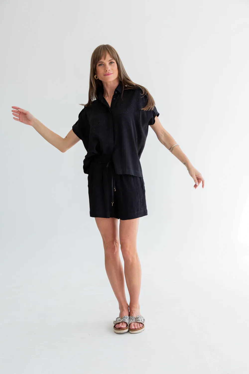 Mariam Shirt Black Animal Print