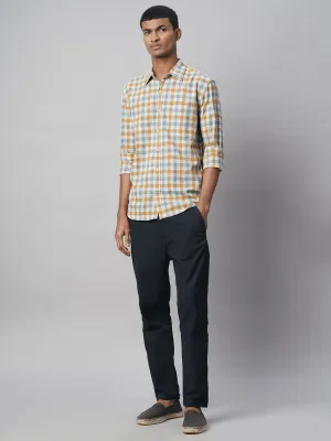 Men's Mustard Cotton Linen Regular Fit Shirt