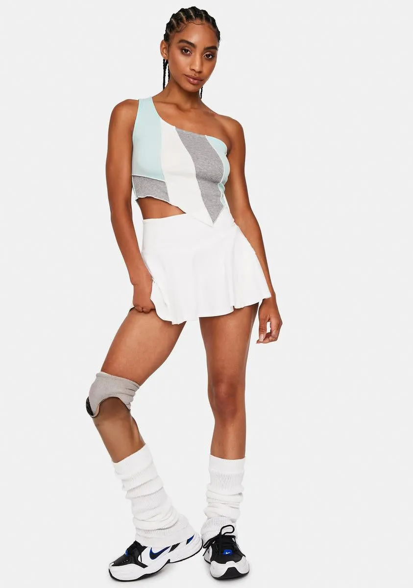 Mint Always Effortless One Shoulder Crop Top