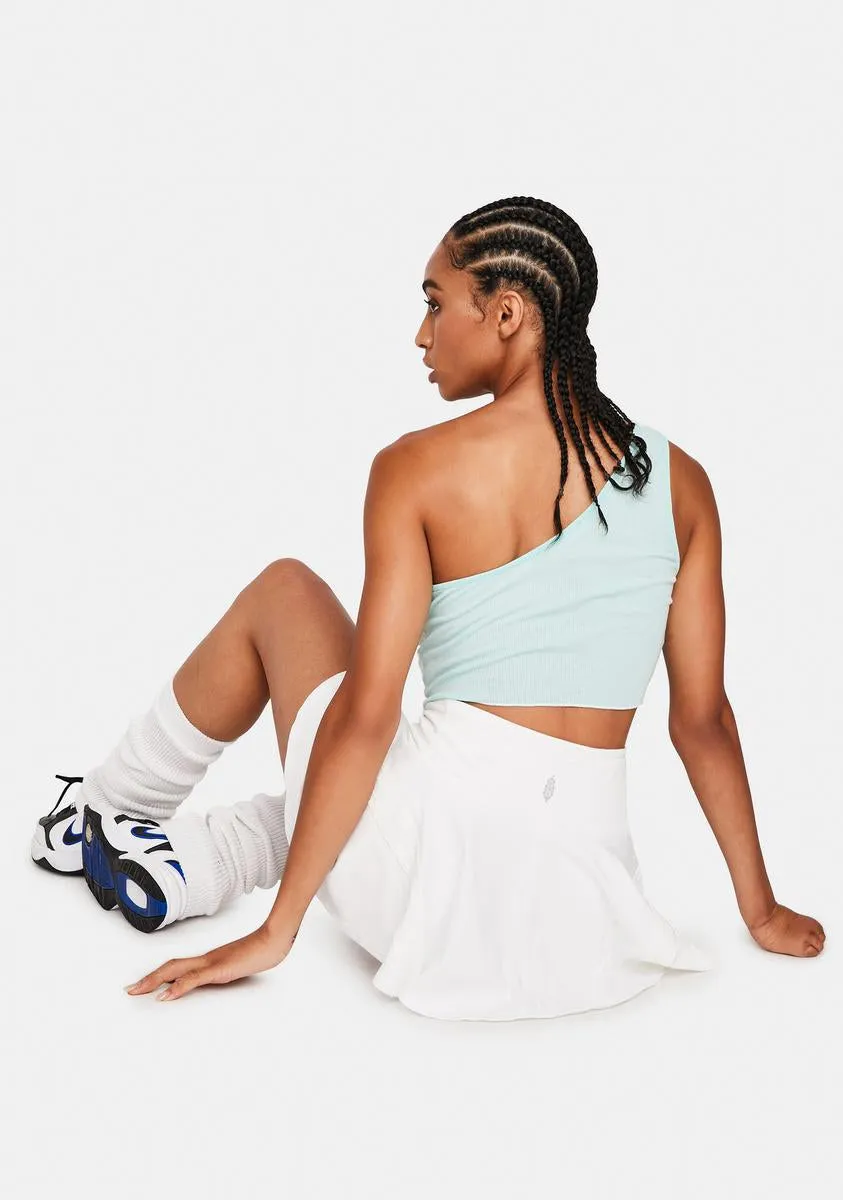 Mint Always Effortless One Shoulder Crop Top