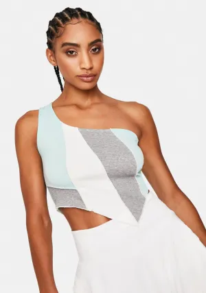 Mint Always Effortless One Shoulder Crop Top