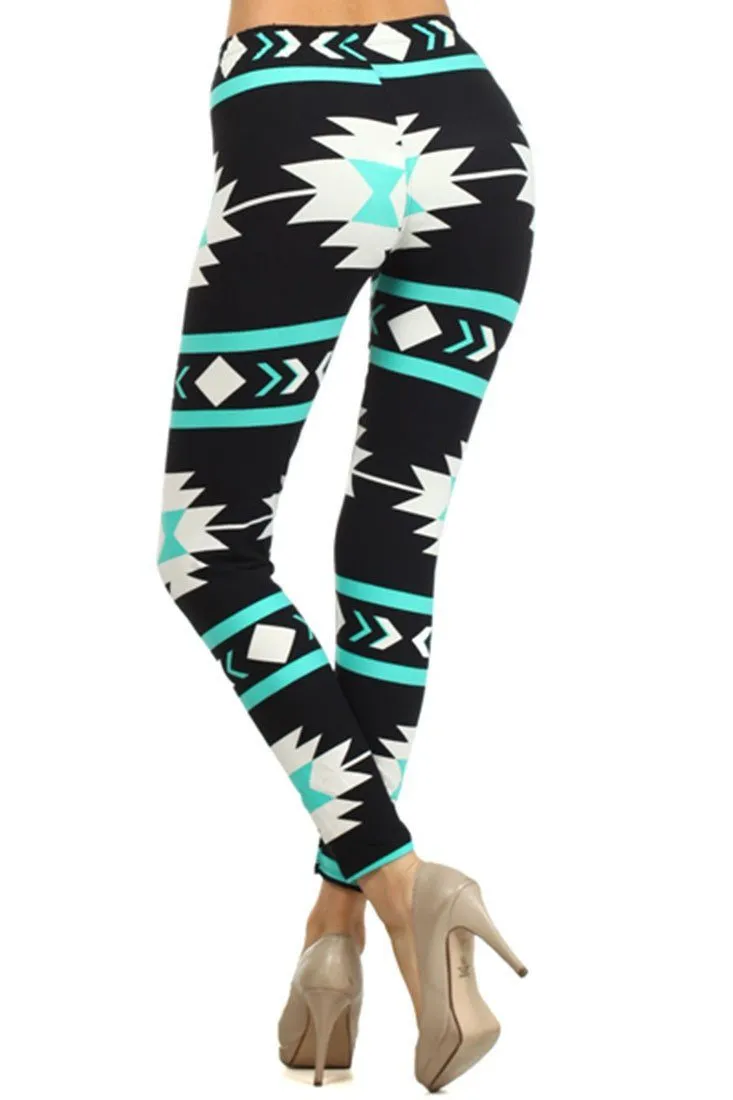Mint Aztec Design Leggings