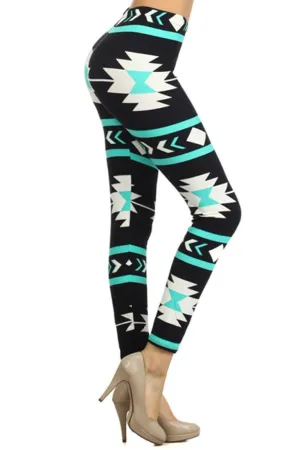 Mint Aztec Design Leggings