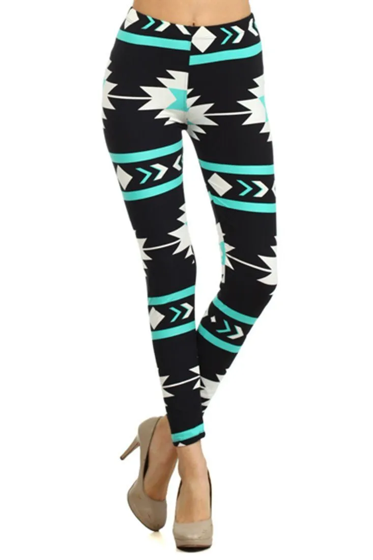 Mint Aztec Design Leggings