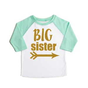 Mint Big Sister Raglan - gold shimmer