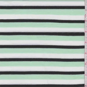 Mint/Black/White Stripe Rayon Jersey Knit Fabric