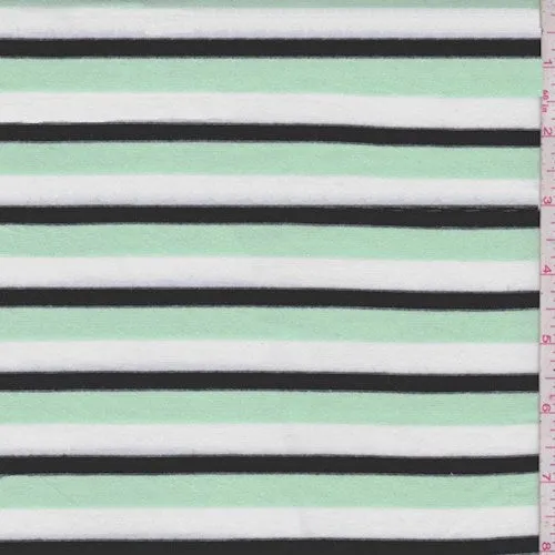 Mint/Black/White Stripe Rayon Jersey Knit Fabric