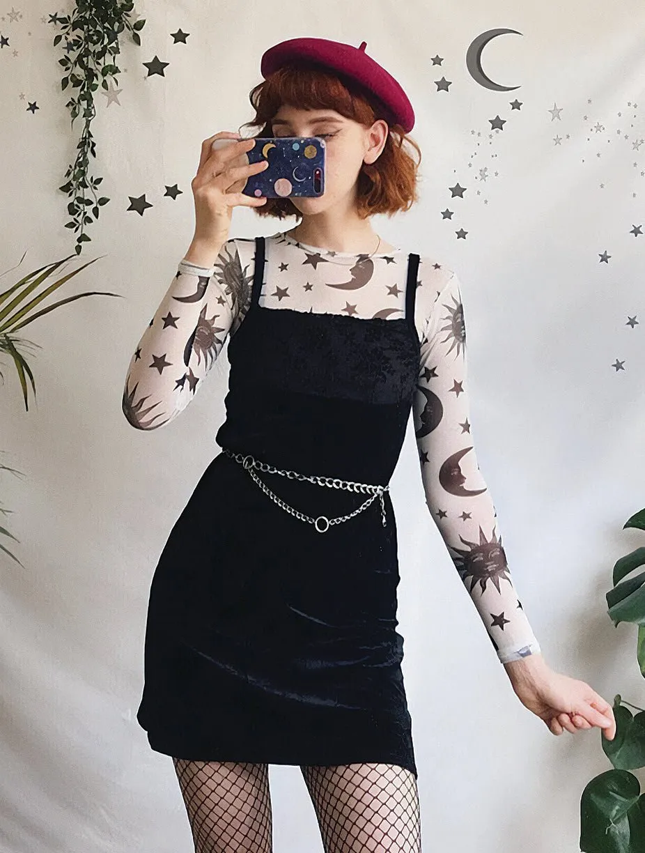 Natal Sun And Moon Long Sleeve Slim Mesh Top