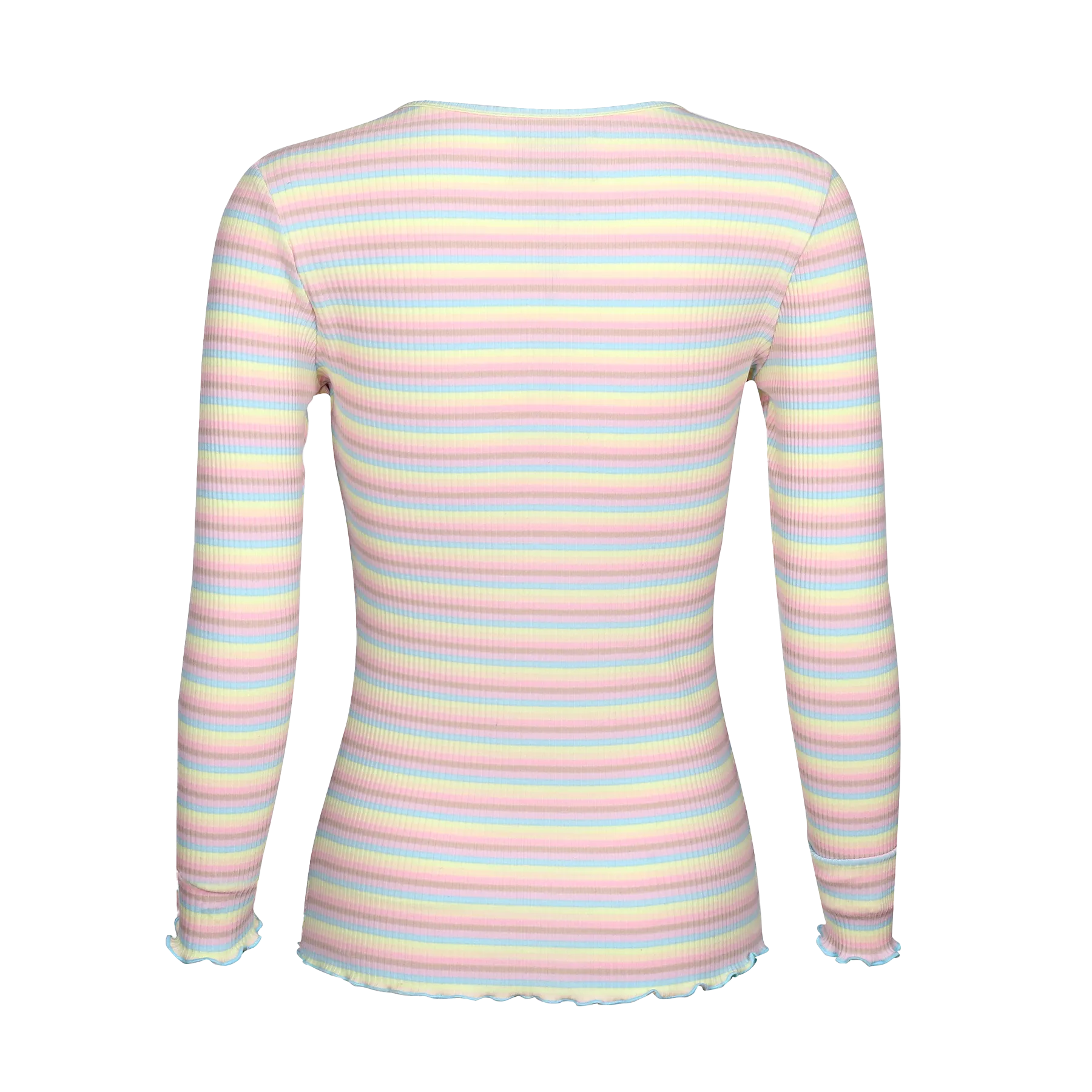 NATALIA LS ROUND NECK  BLOUSE - DUSTY MULTICOLOR STRIPE