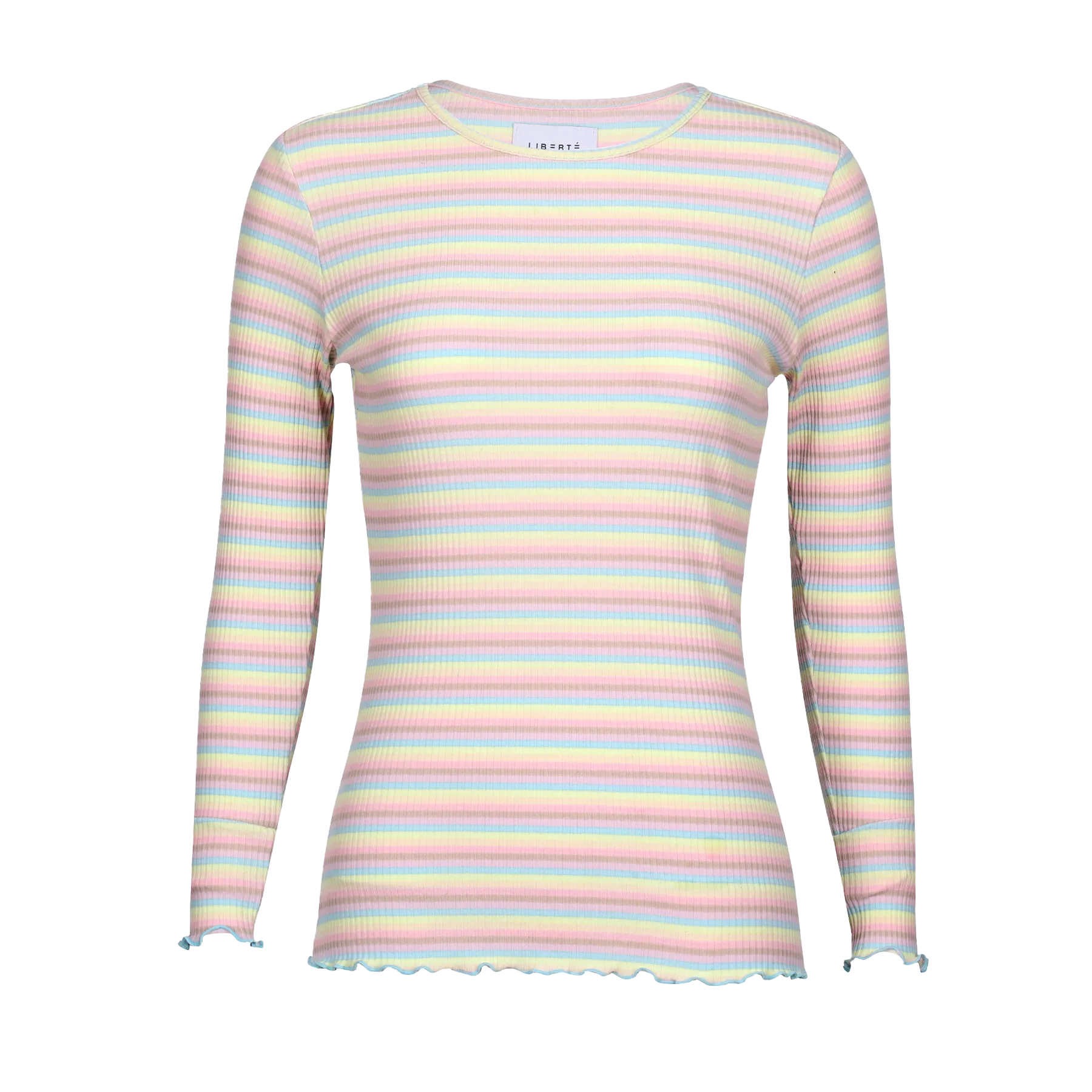 NATALIA LS ROUND NECK  BLOUSE - DUSTY MULTICOLOR STRIPE