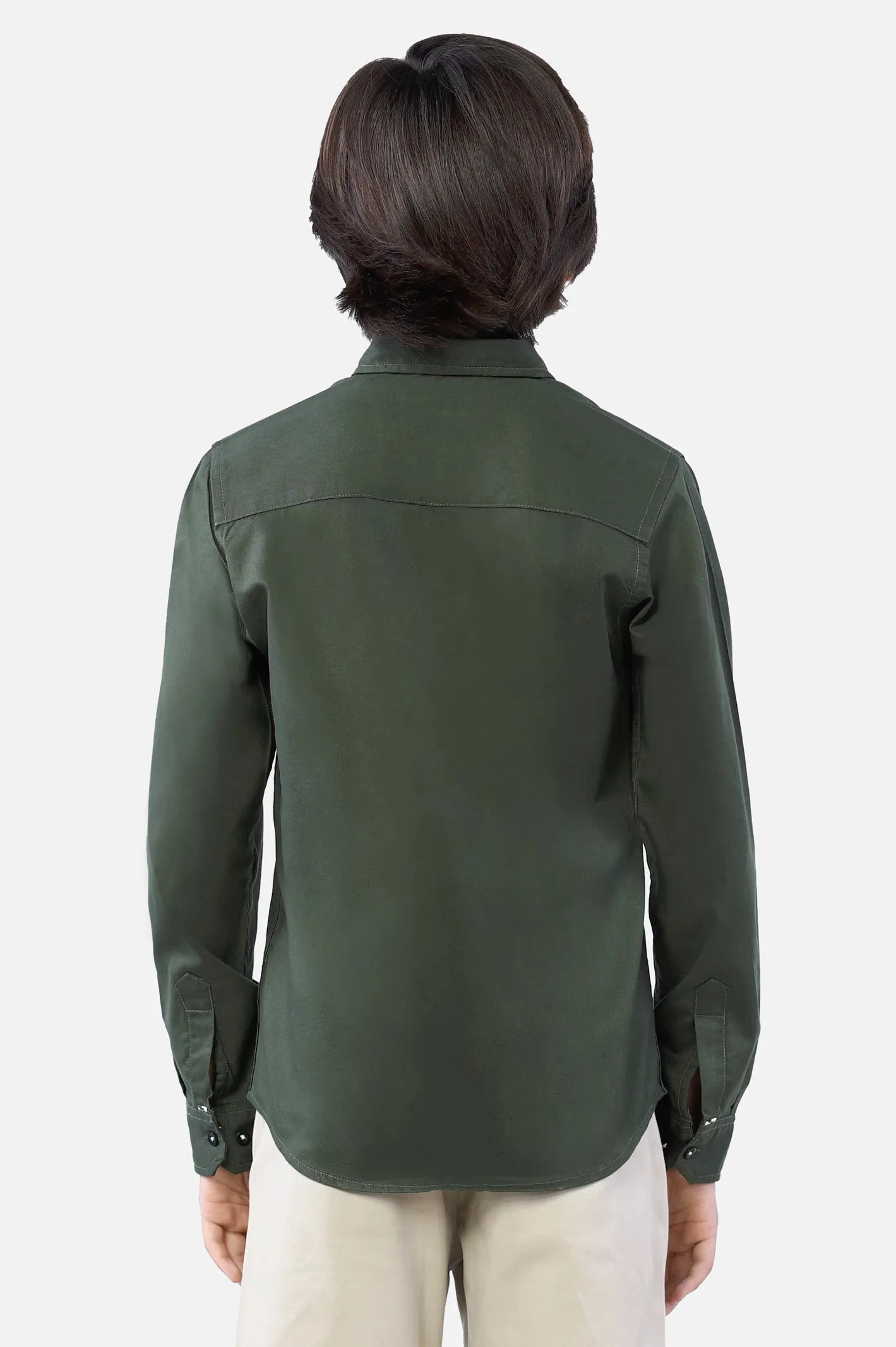 Olive Plain Casual Shirt