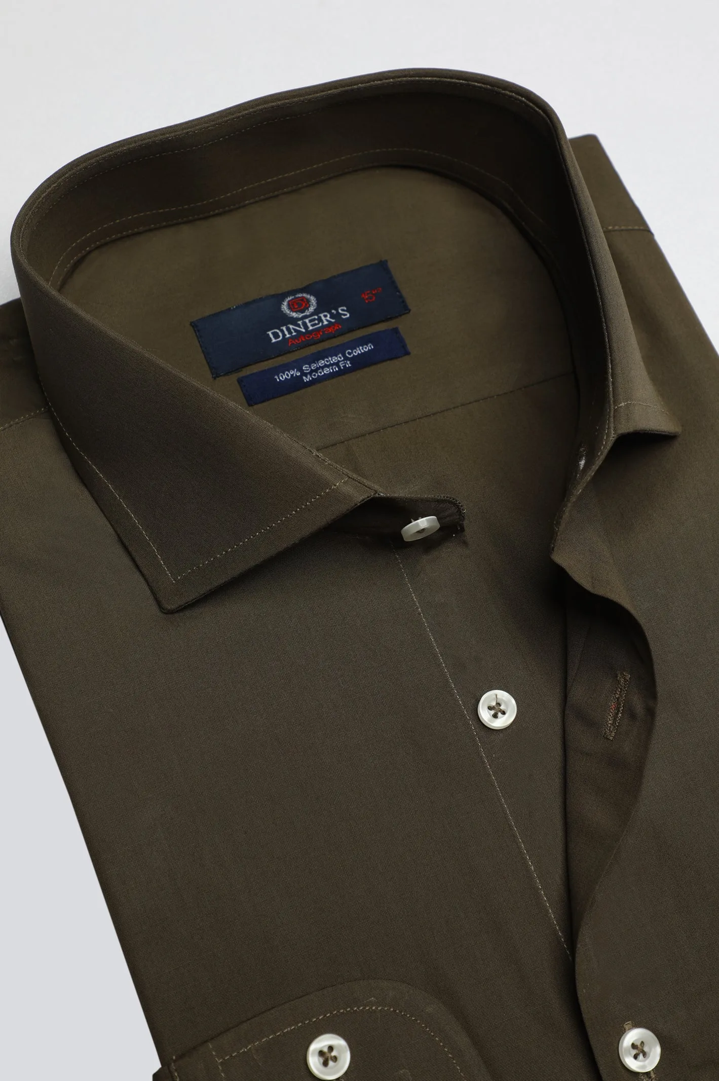Olive Plain Formal Autograph Shirt