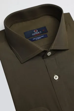 Olive Plain Formal Autograph Shirt