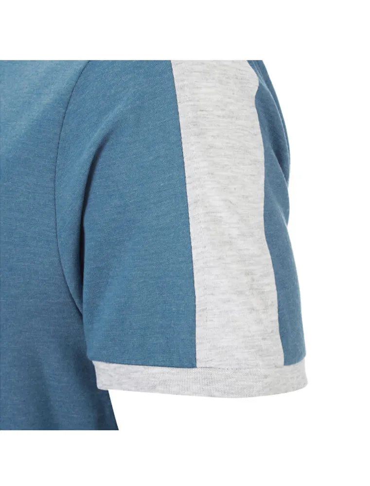 Pete Shoulder Panel Jersey Marl Ringer T-Shirt in Blue
