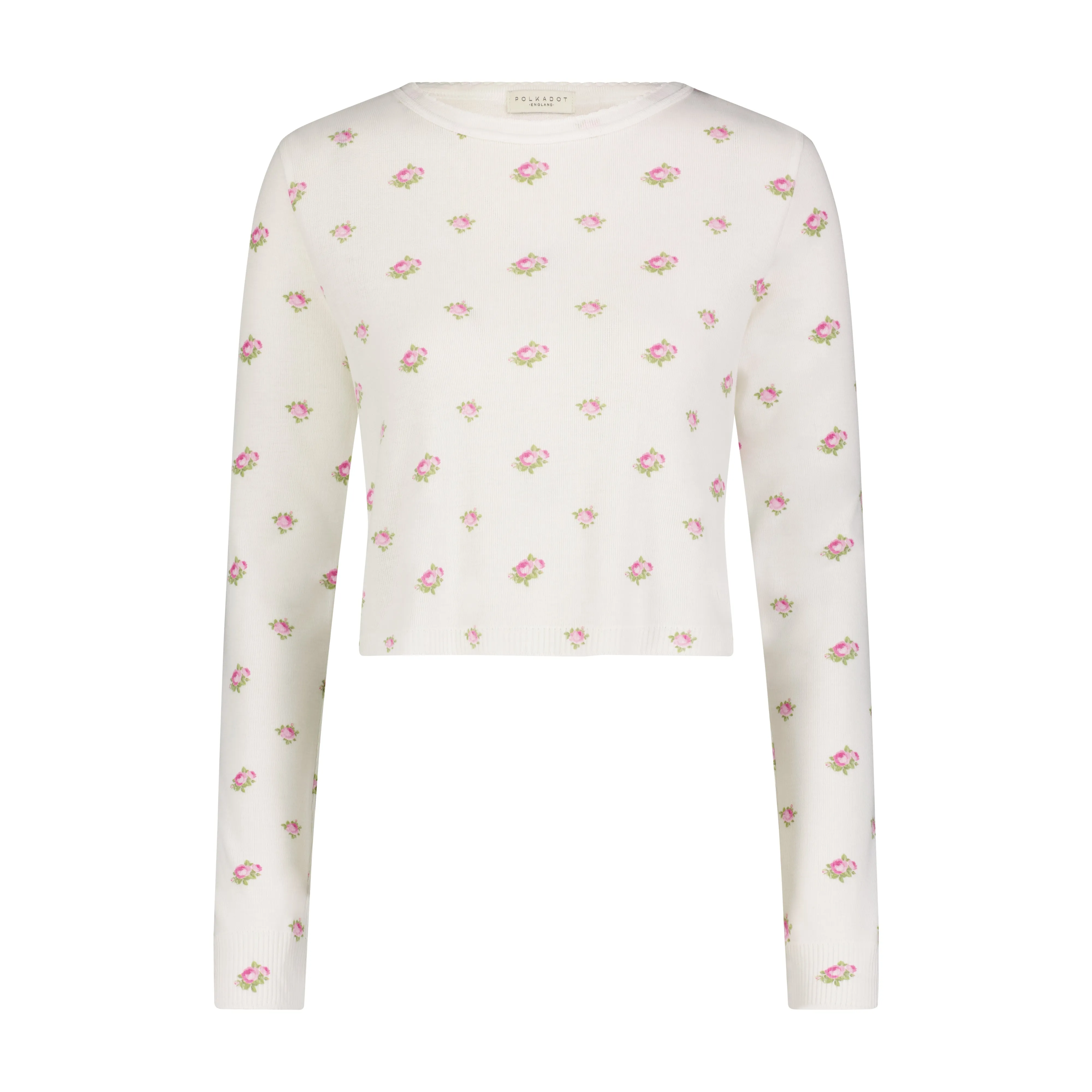 Polkadot CREAM VINTAGE ROSE Print NELL CROP SLOUCHY -Restocked