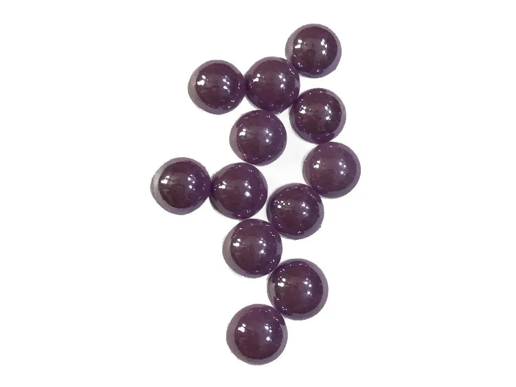 Purple Circular Shiny Ceramic Glass Stones (Without Hole- 8 mm)