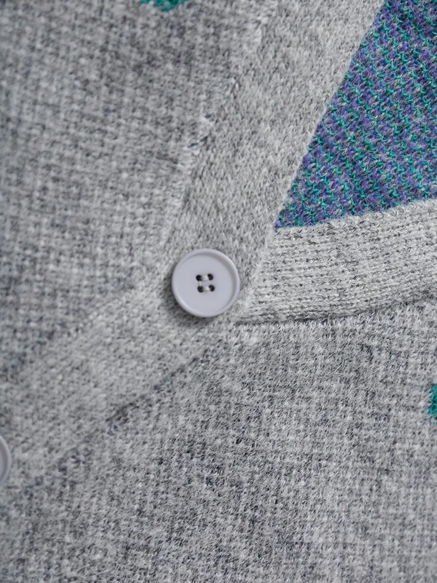 Purple Floral Knitted Cardigan