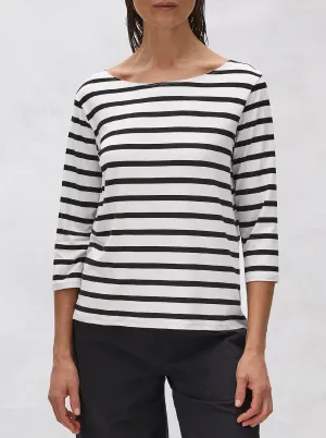 Relaxed Boat Neck - White/Black Trunk Stripe Knit