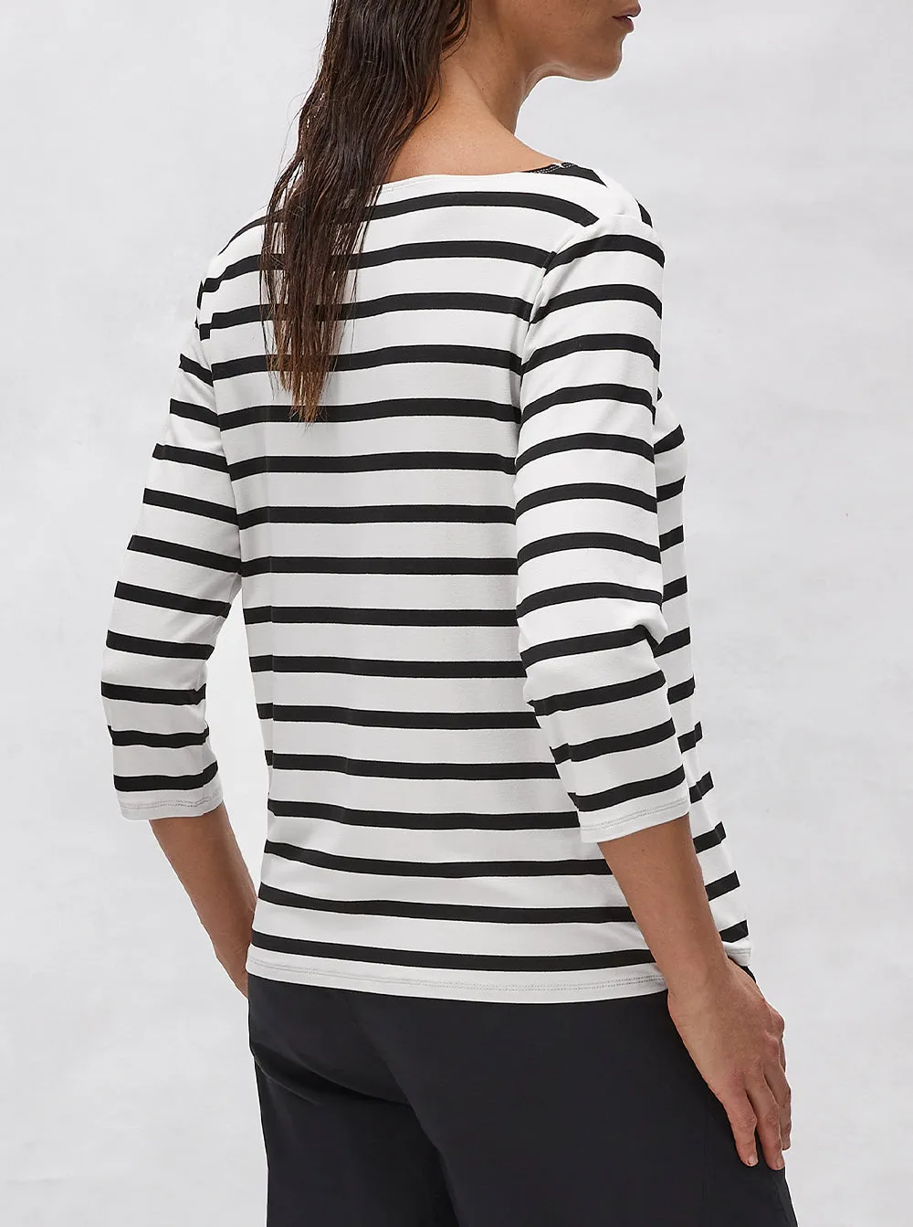 Relaxed Boat Neck - White/Black Trunk Stripe Knit