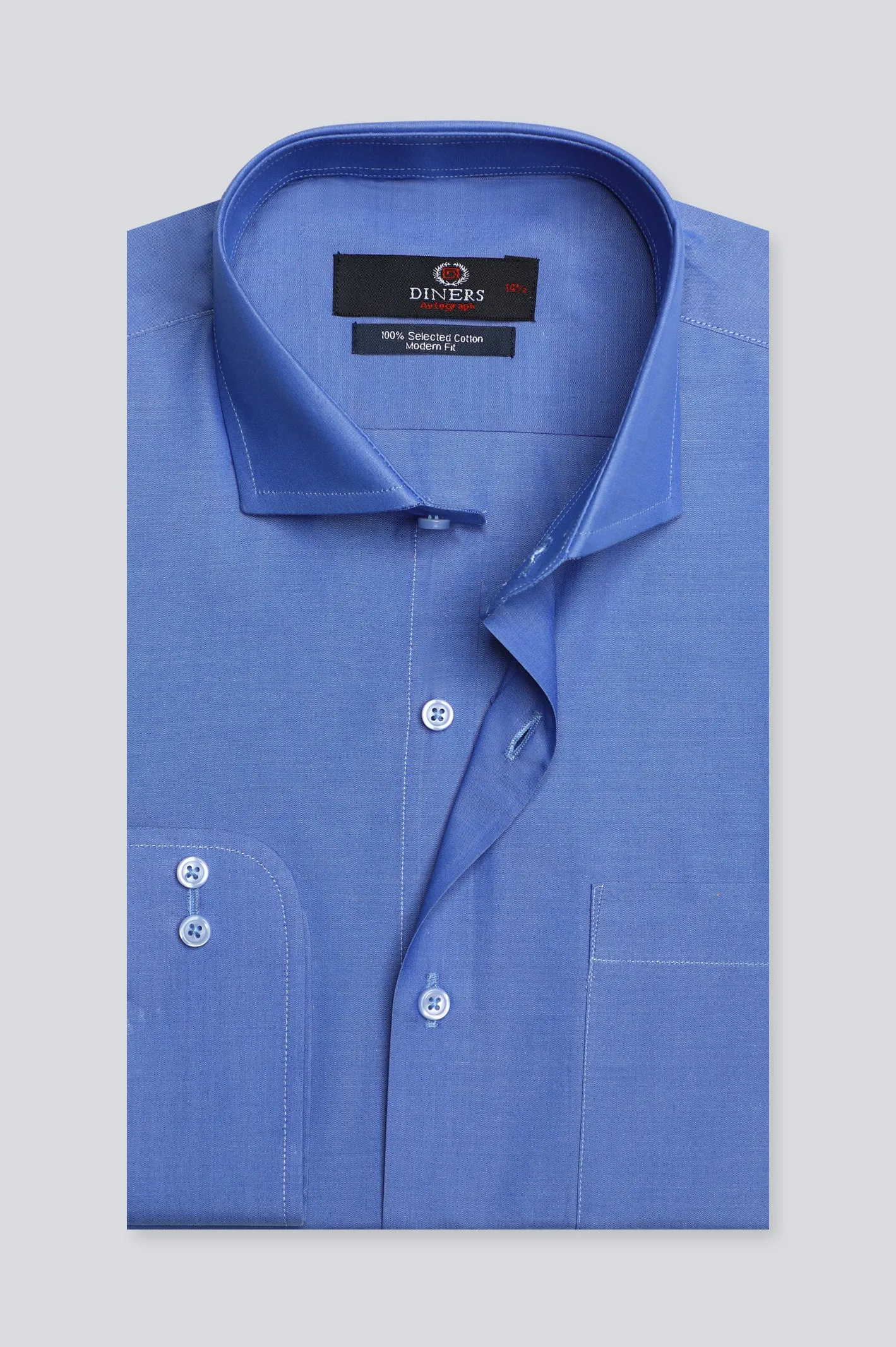Royal Blue Plain Formal Autograph Shirt