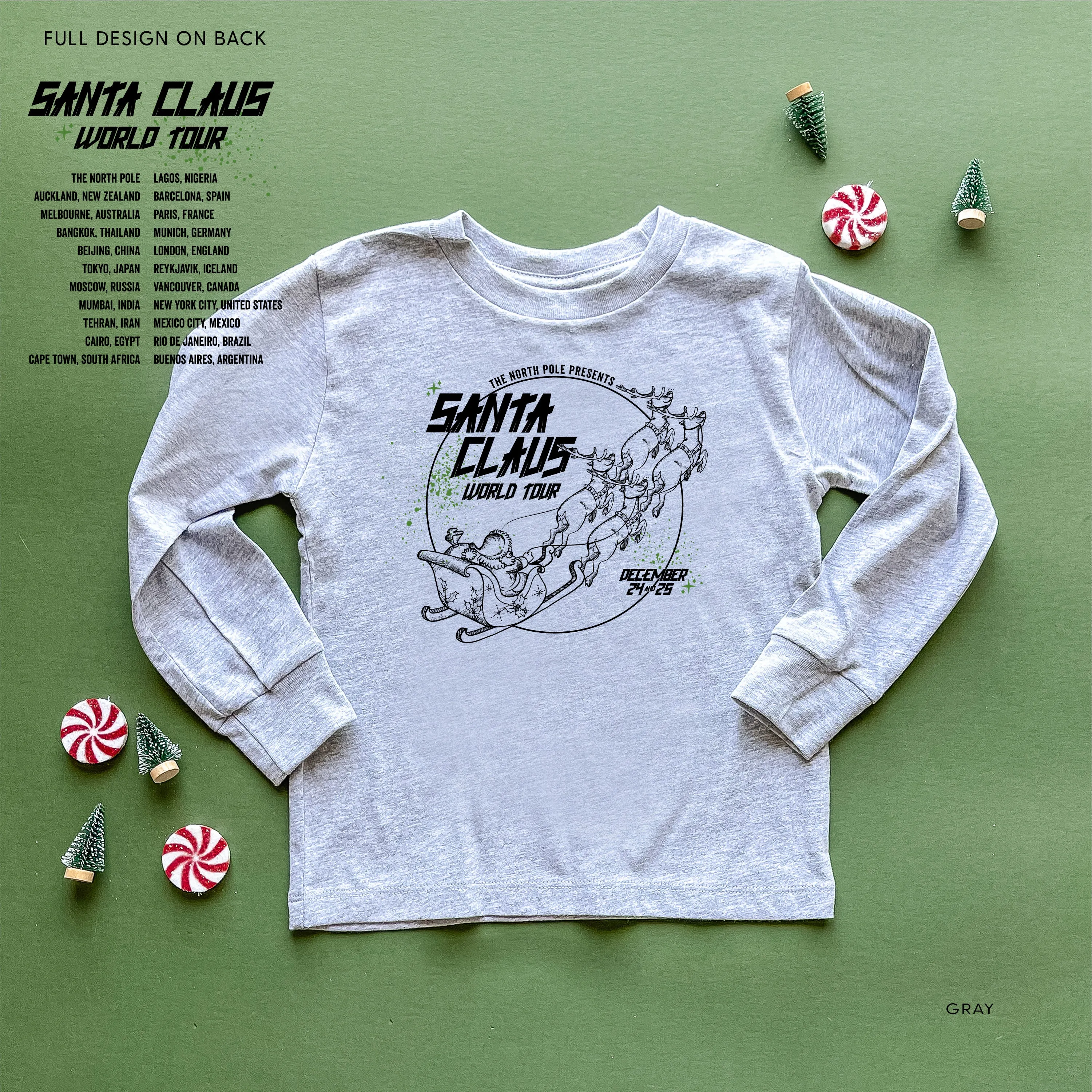 Santa Claus World Tour (f&b) - Child LONG SLEEVE Tee