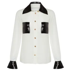 Sequins Shirt - Ivory with Black Sequins