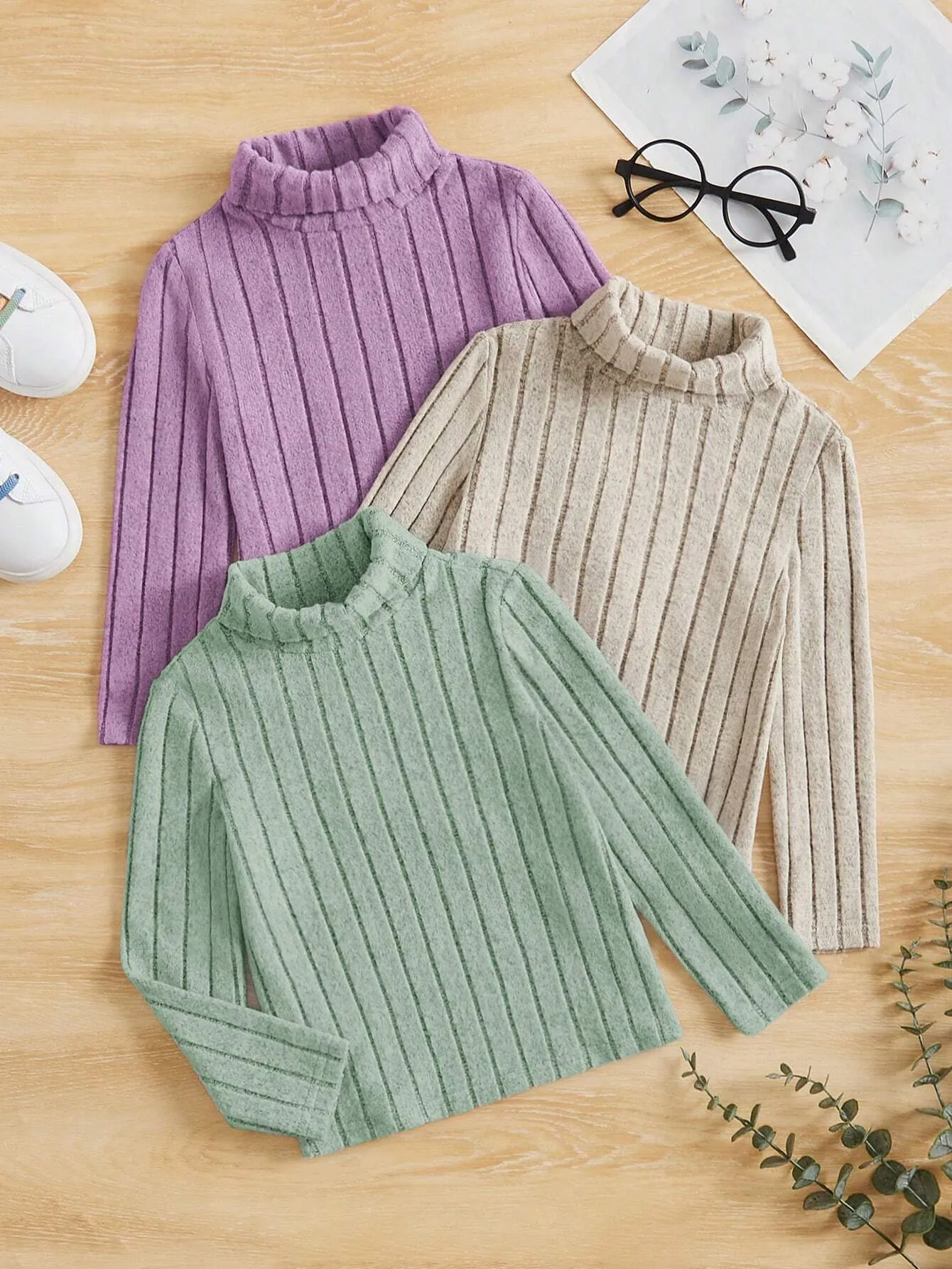 SHEIN Young Girl 3pcs Casual Comfortable Solid Color T-Shirt FD