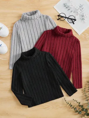 SHEIN Young Girl 3pcs Casual Comfortable Solid Color T-Shirt FD