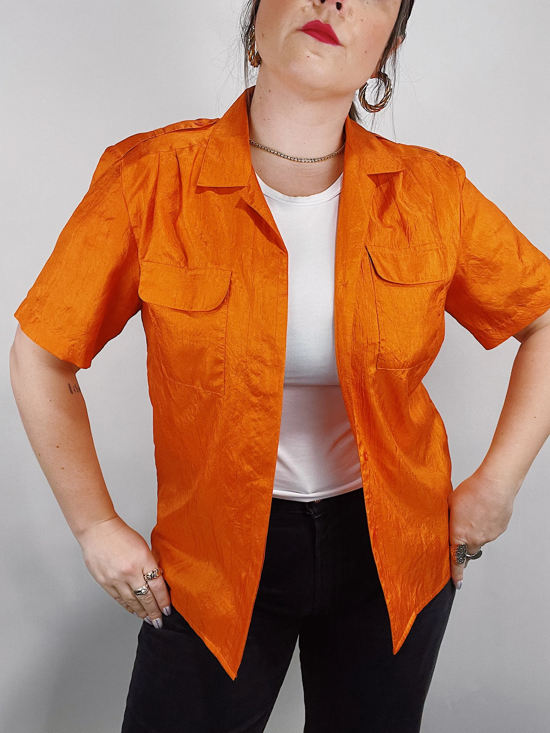 Shiny Orange Blouse