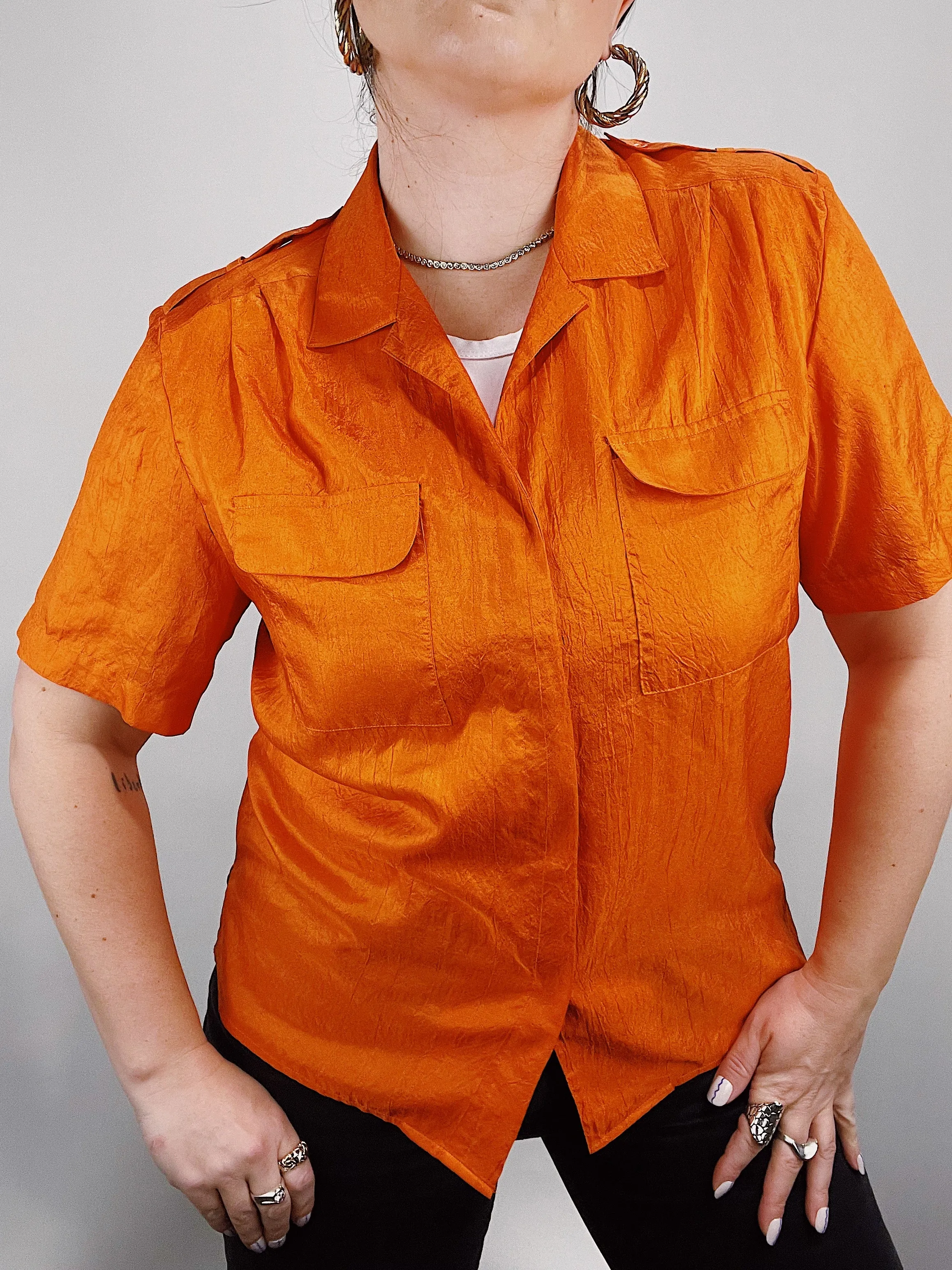 Shiny Orange Blouse
