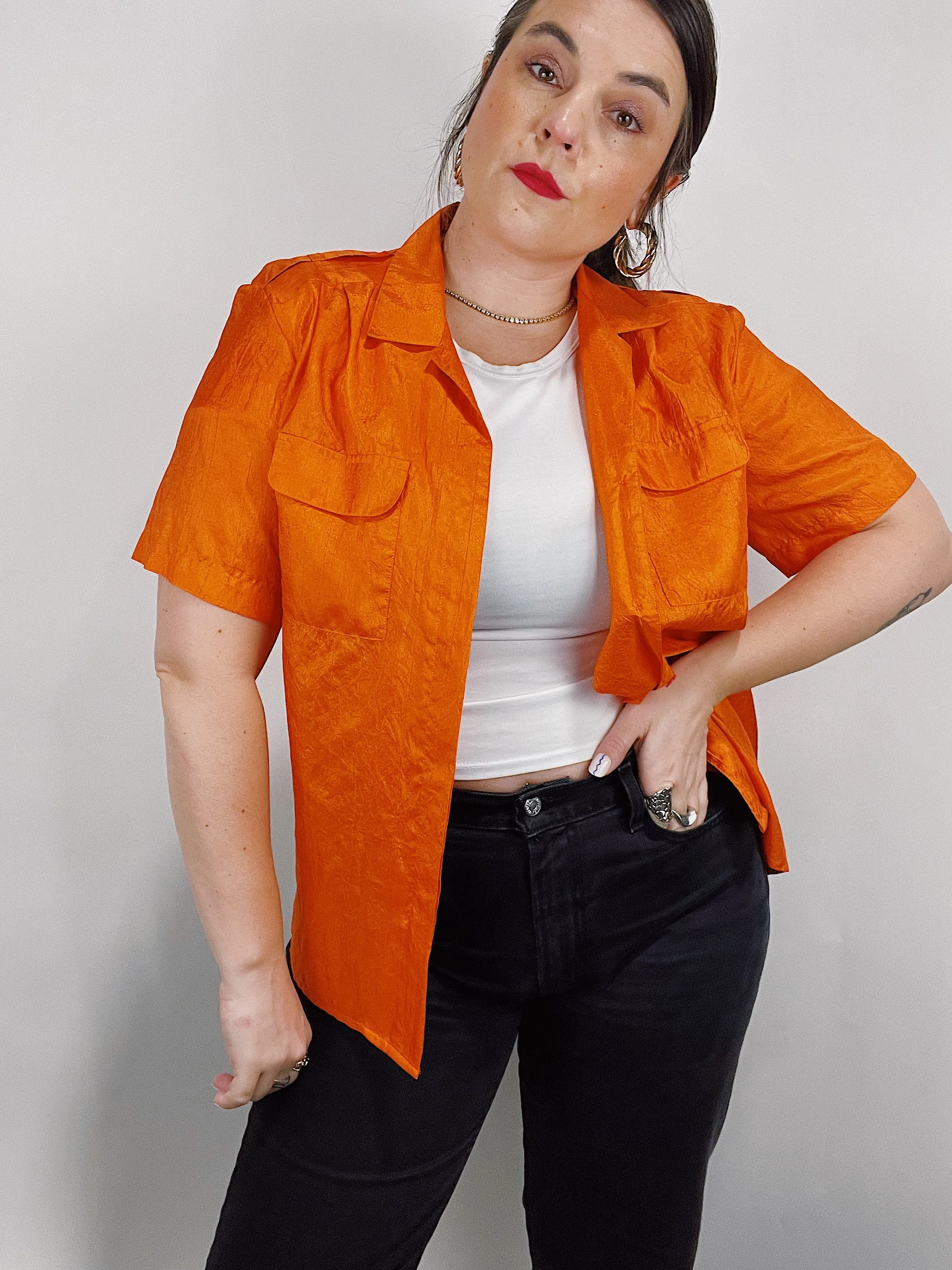 Shiny Orange Blouse