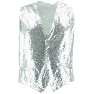 Shiny Sequin Waistcoat - Silver