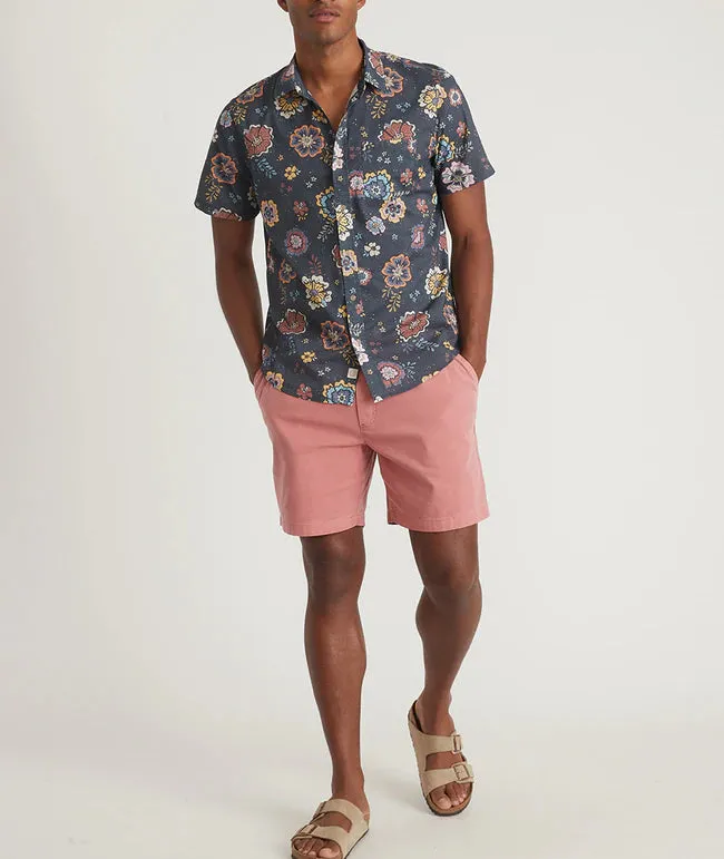Short Sleeve Cotton Plain Weave Shirt in Vintage Dark Floral