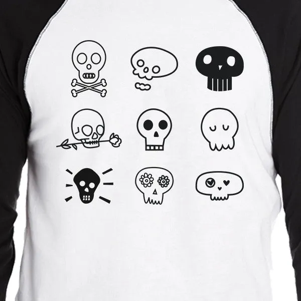 Skulls Mens Black And White Baseball Shirt