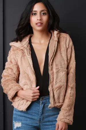 Soft Faux Fur Hooded Zip-Up Jacket