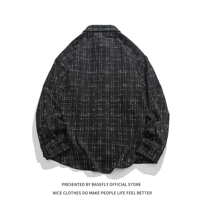 Spring Autumn Plaid Letter R Embroidery Men Button Shirt Unisex Women Long Sleeve Shirt Casual Streetwear Chic Retro Vintage