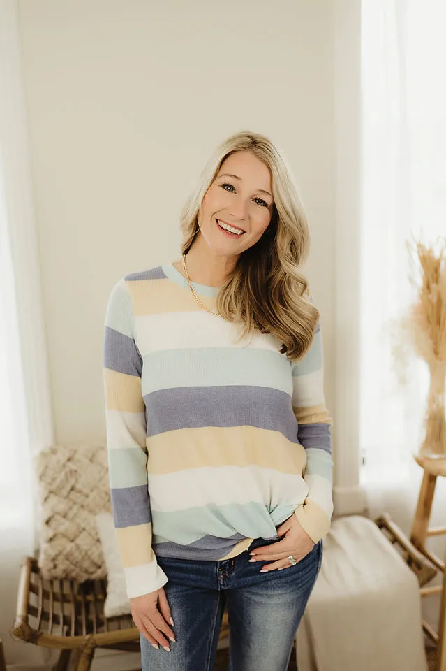 Striped Rib Knot Top