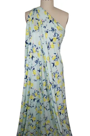 When Life Hands You... Extra Wide Rayon Jersey - Yellow/Blue/Pink on Mint