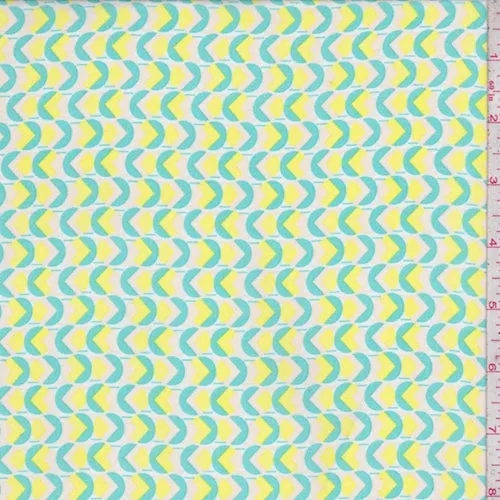 White/Mint/Yellow Geo Georgette Fabric