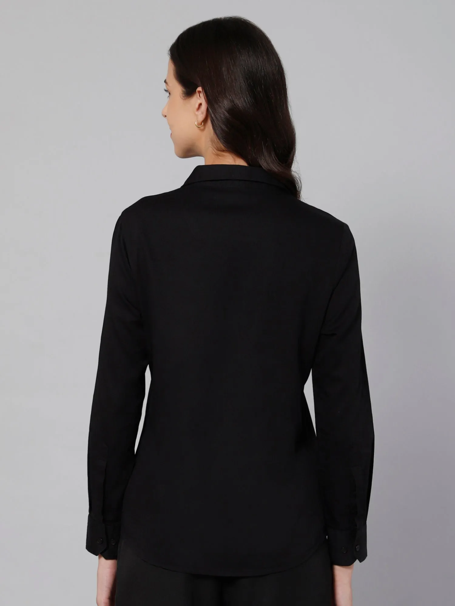 Women's Formal Slim Fit Black Regular Full Sleeve  Shirt